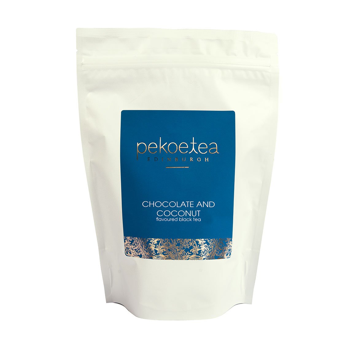 PekoeTea Edinburgh Chocolate and Coconut Flavoured Black Tea 250g Re-sealable Pouch