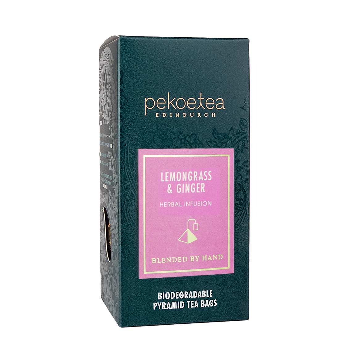 PekoeTea Edinburgh Lemongrass and Ginger Biodegradable Pyramid Teabags Box